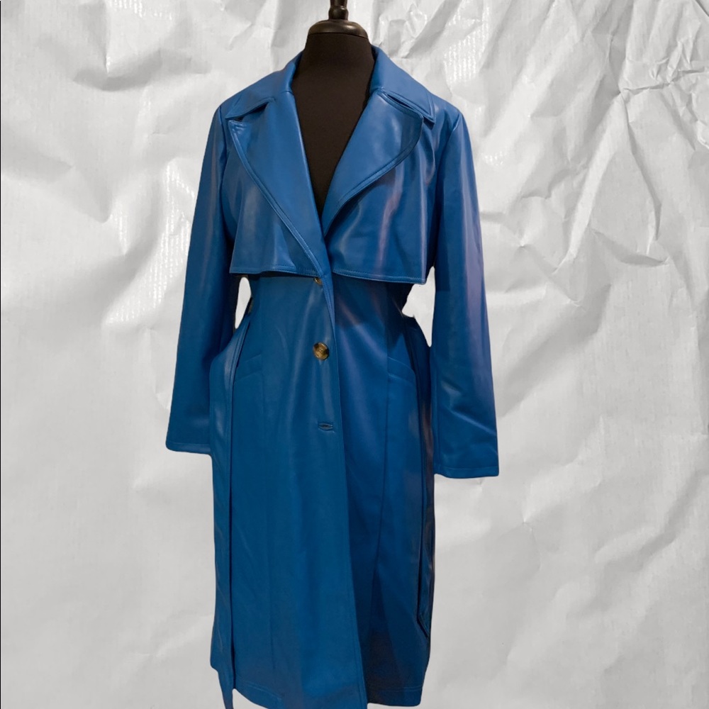 INC International Concepts Blue Trench Coat - Picture 3 of 13